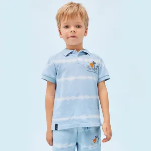 Поло тениска с къс ръкав tie dye за момче в небесно синьо Майорал      