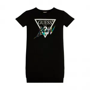 Трикотажна рокля в черно с контрастно лого Guess Icon