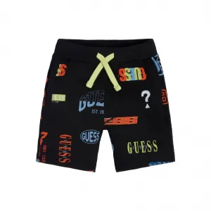 Къси спортни панталони с цветни надписи за момче Guess