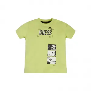 Тениска с къс ръкав в цвят лайм за момче Guess