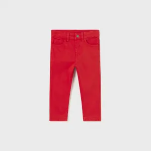Дълъг панталон slim fit за бебе момче в червено Майорал