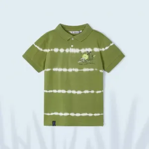 Поло тениска с къс ръкав tie dye за момче в зелено Майорал