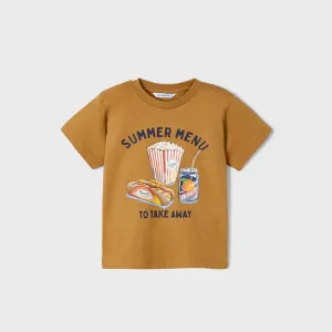 Тениска с къс ръкав summer snacks за момче Майорал в кафяво