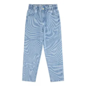 Широки дънки за момиче в светъл деним с детайли Guess