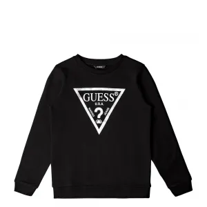 Плътна блуза с дълъг ръкав в черно за момиче с лого Guess
