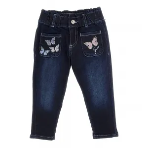 Тъмен деним панталон за момиче с пеперуди Guess