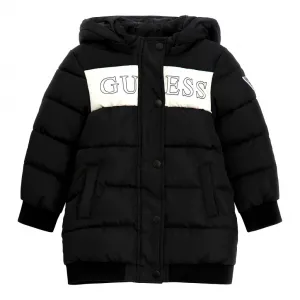 Дълго зимно двуцветно яке в черно и бяло за момиче Guess