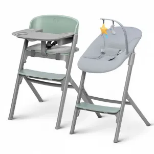 Детско столче за хранене KinderKraft LIVY + шезлонг CALMEE, в зелено