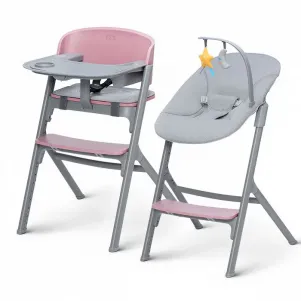 Детско столче за хранене KinderKraft LIVY + шезлонг CALMEE, в розово