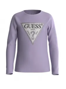 Лилава блуза с дълъг ръкав за момиче с триъгълно лого Guess