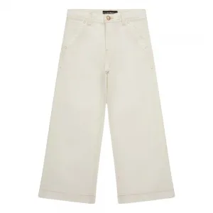 Широки деним culotte панталони за момиче в бледо бежово Guess
