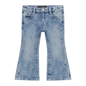 Деним панталон с широк крачол за мини момиче Guess с детайли