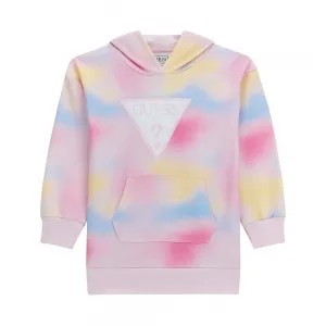 Многоцветна спортна рокля Rainbow за мини момиче с качулка и джобове Guess