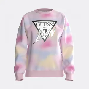 Блуза rainbow с ластици и голямо лого на марката Guess Icon за мини момиче