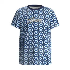 Тениска с къс ръкав в синьо с контрастни детайли за момче Guess