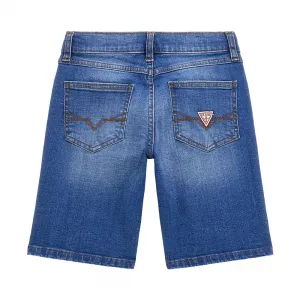 Къси едноцветни деним панталони за момче Guess