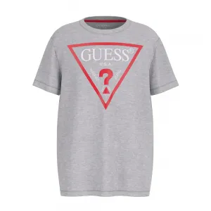 Сива тениска с къс ръкав за момче с червено лого Guess