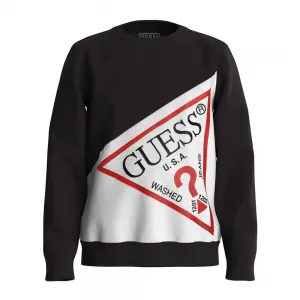 Спортна блуза в черно за мини момче с голямо контрастно лого Guess