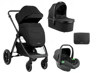 Комбинирана бебешка количка 3в1 с кош за новородено Ava Black - KikkaBoo