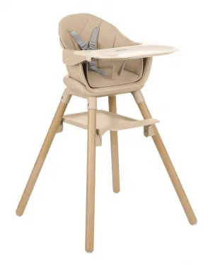 Детско столче за хранене 2в1 Woody Beige - KikkaBoo