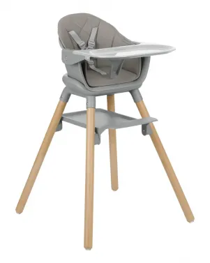 Детско столче за хранене 2в1 Woody Grey - KikkaBoo