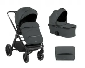 Комбинирана бебешка количка 2в1 с кош за новородено Tiffany Dark Grey - KikkaBoo