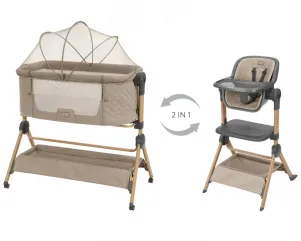 За бебето 2в1 Мини кошара + Стол за хранене Sleat Me Beige - Kikkaboo