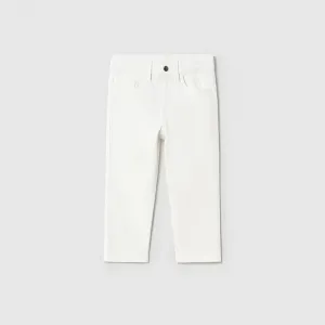Панталон серж slim fit basic в бял цвят за мини момче Майорал