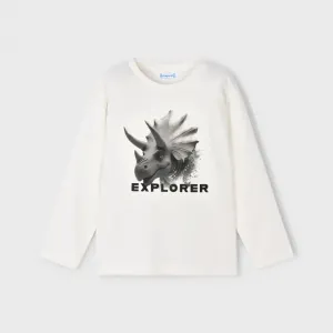 Тениска дълъг ръкав explorer сметана за мини момче Mayoral