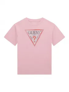 Розова тениска Oversize за момиче с рефлектиращо лого Guess
