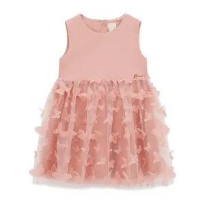 Нежна рокля за мини момиче в розово с тюл с пеперуди Guess