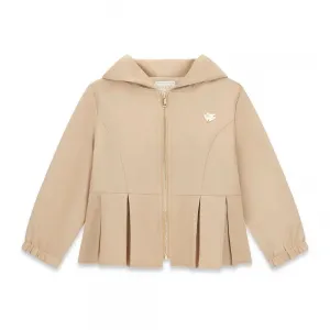 Яке ветровка в бежов цвят за мини момиче с цип и качулка Guess
