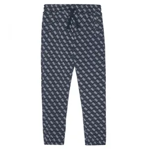 Тъмно син спортен панталон за момче покрит с контрастни лога Guess