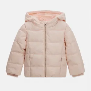 Зимно яке за мини момиче в бледо розов цвят покрито с лога Guess