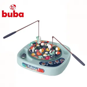 Детски забавен комплект за риболов Buba Fishing, 24 рибки, сив