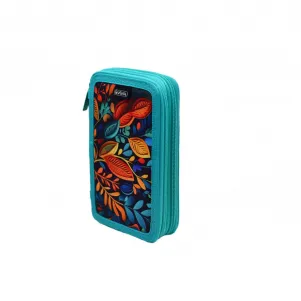 Ученически несесер празен, двоен, 2 ципа, Abstract Flowers - Herlitz