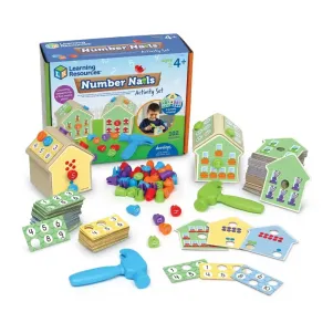 Детска играчка Комплект математически къщички, с пирони и чук - Learning Resources