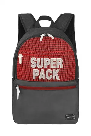Ученическа раница S-COOL олекотена SUPERPACK, сиво-червена