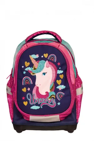 Ученическа, анатомична раница S-COOL Unicorn Dark Blue, 21 л, с твърдо дъно