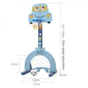Детски интерактивен баскетболен кош 6в1, светлосин цвят - Feelkids