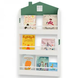 Детска дървена етажерка Къщичка за книги и играчки GINGER HOME, с 3 Рафта, 60x12x106 см