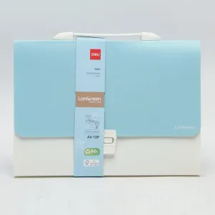 Чанта за документи Deli LonGreen, EF627, 13 отделения и индекси, PP, синя