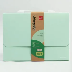 Чанта за документи Deli Urbanroot EF633, 13 отделения и индекси, PP, зелена