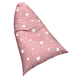 Детска пуф лежанка GINGER HOME Little Stars, 100% памук, розов барбарон със звезди, 127x81x76 см