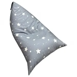 Детска пуф лежанка GINGER HOME Little Stars, 100% памук, сив барбарон със звезди, 127x81x76 см