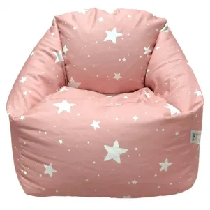 Детско пуф кресло GINGER HOME Little Stars, 100% памук, розов барбарон със звезди, 55x44x55 см