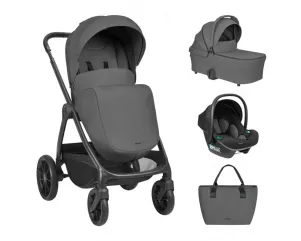 Бебешка комбинирана количка 3в1 с кош за новородено Modena Dark Grey 2027 - KikkaBoo