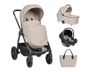 Бебешка комбинирана количка 3в1 с кош за новородено Modena Beige 2027 - KikkaBoo