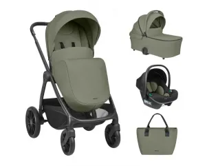 Бебешка комбинирана количка 3в1 с кош за новородено Modena Army Green 2027 - KikkaBoo