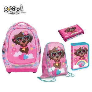 Ученически комплект за училище раница, несесер, мешка, портмонеSCOOL LITTLE PUPPY